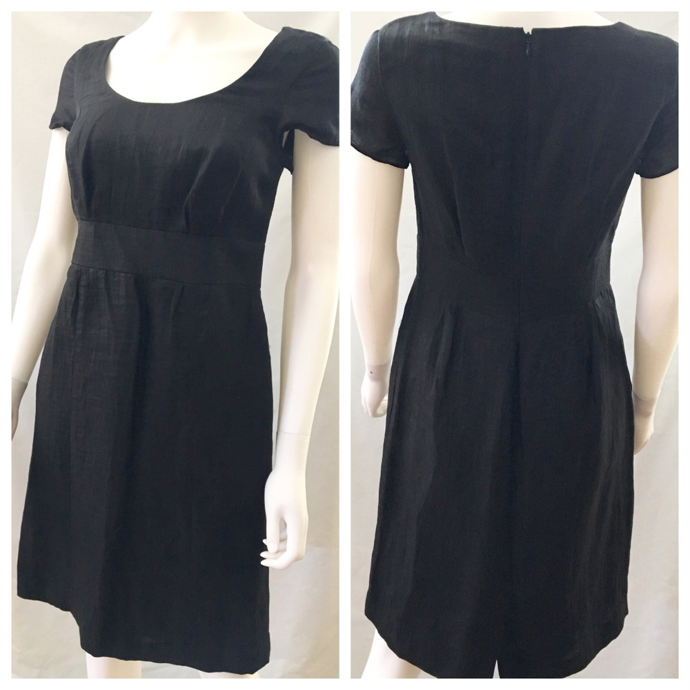 Banana Republic Black Linen Blend Fit Flare Dress